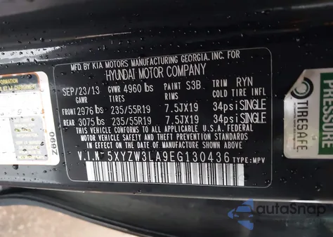 2014 Hyundai Santa Fe Sport 2.0L Turbo из США, поврежденный, VIN 5XYZW3LA9EG130436